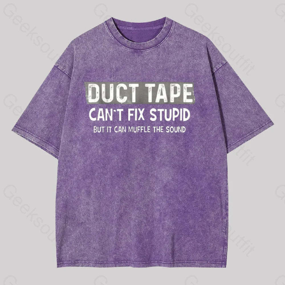 Duct Tape Muffle Stupid Sound Geek Washed T-Shirt Purple / S