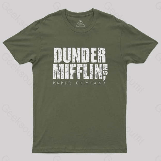 Dunder Mifflin Paper Company Nerd T-Shirt Army Green / S