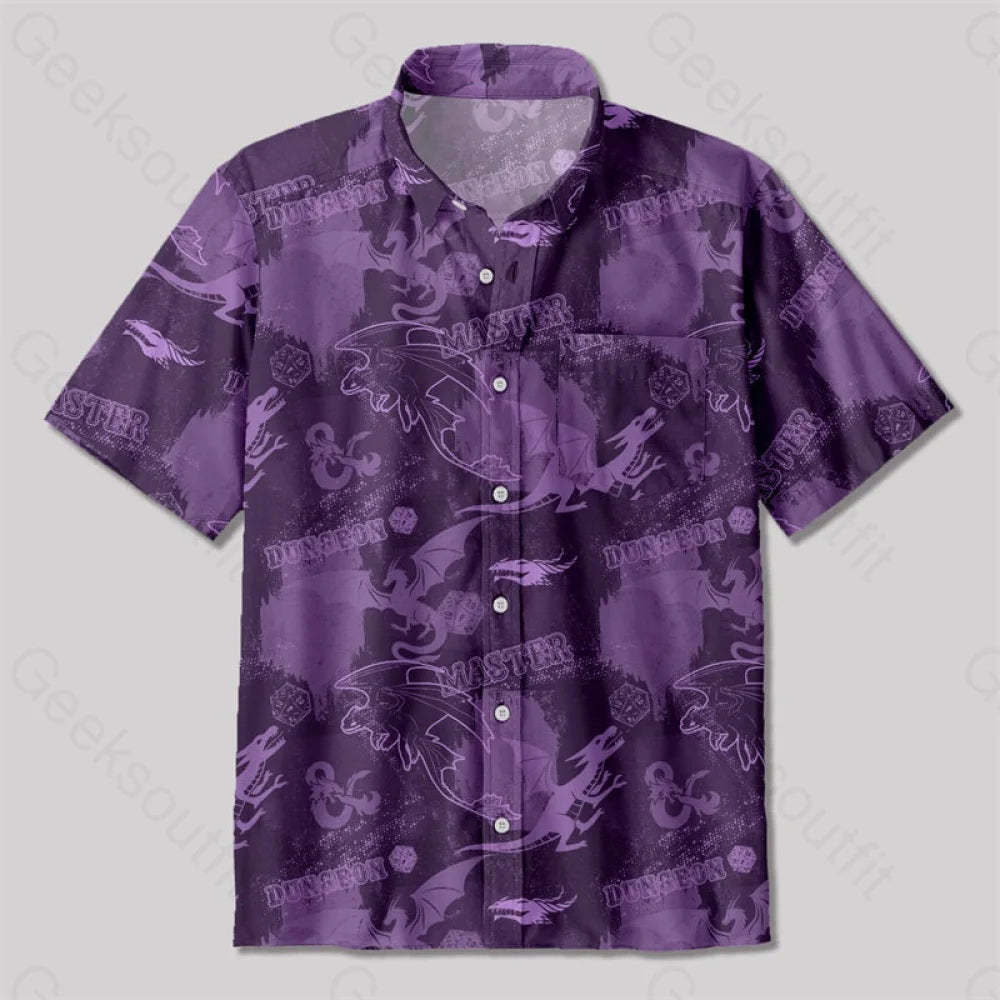 Dungeon Master Graffiti Style Button Up Pocket Shirt Yc