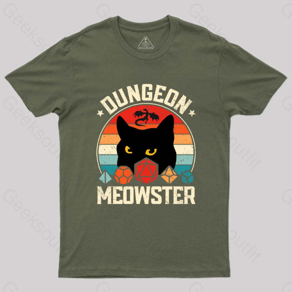 Dungeon Meowster T-Shirt Army Green / S