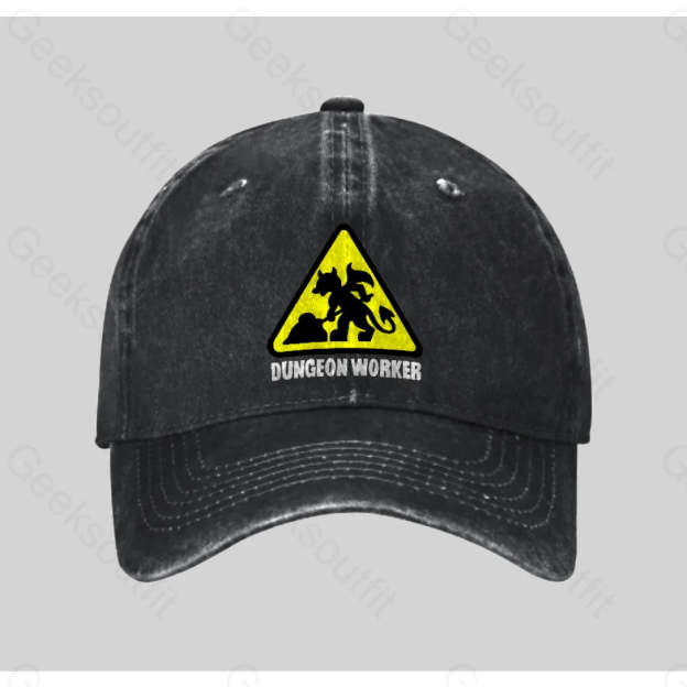 Dungeon Workers Washed Vintage Baseball Cap Black