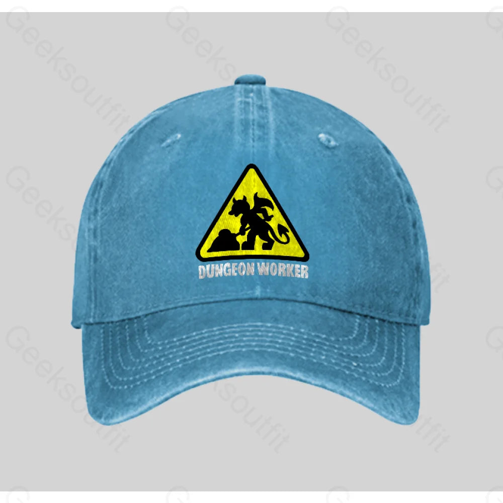 Dungeon Workers Washed Vintage Baseball Cap Blue