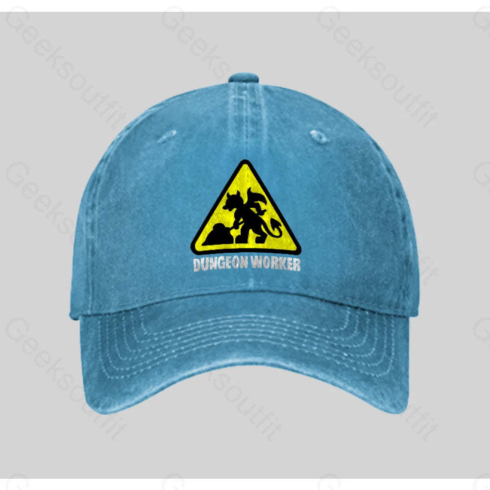 Dungeon Workers Washed Vintage Baseball Cap Blue