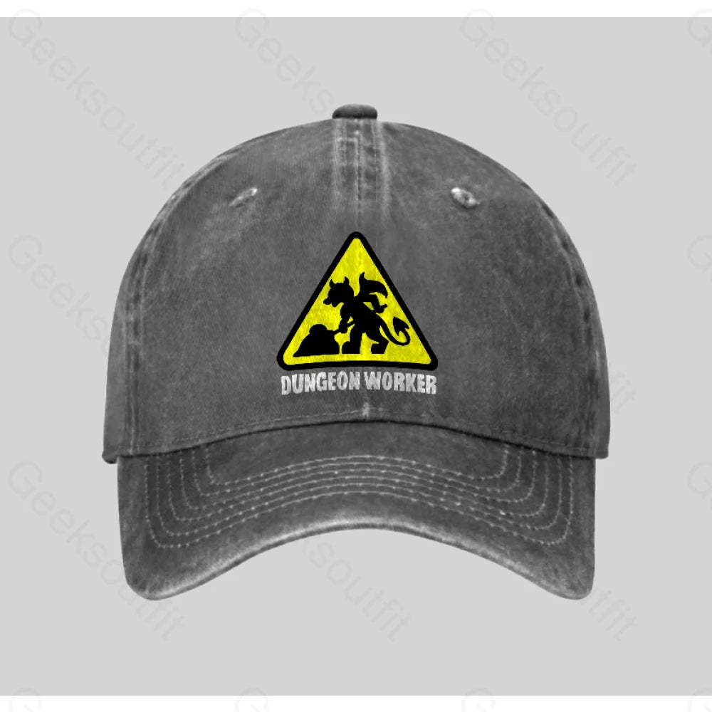 Dungeon Workers Washed Vintage Baseball Cap Grey
