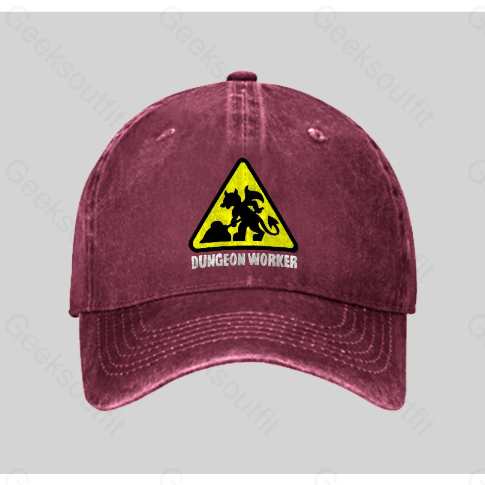 Dungeon Workers Washed Vintage Baseball Cap Red
