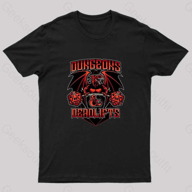Dungeons And Deadlifts Nerd T-Shirt Black / S