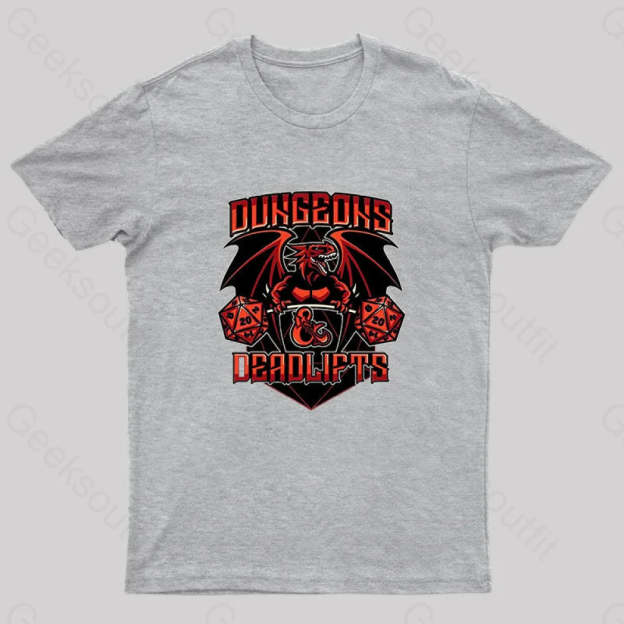 Dungeons And Deadlifts Nerd T-Shirt Grey / S