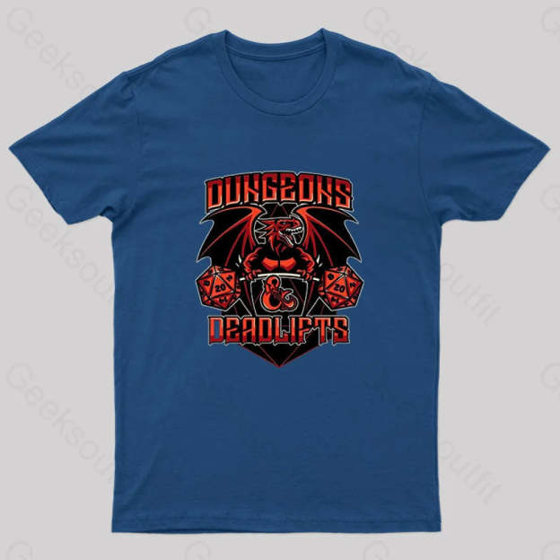 Dungeons And Deadlifts Nerd T-Shirt Navy / S