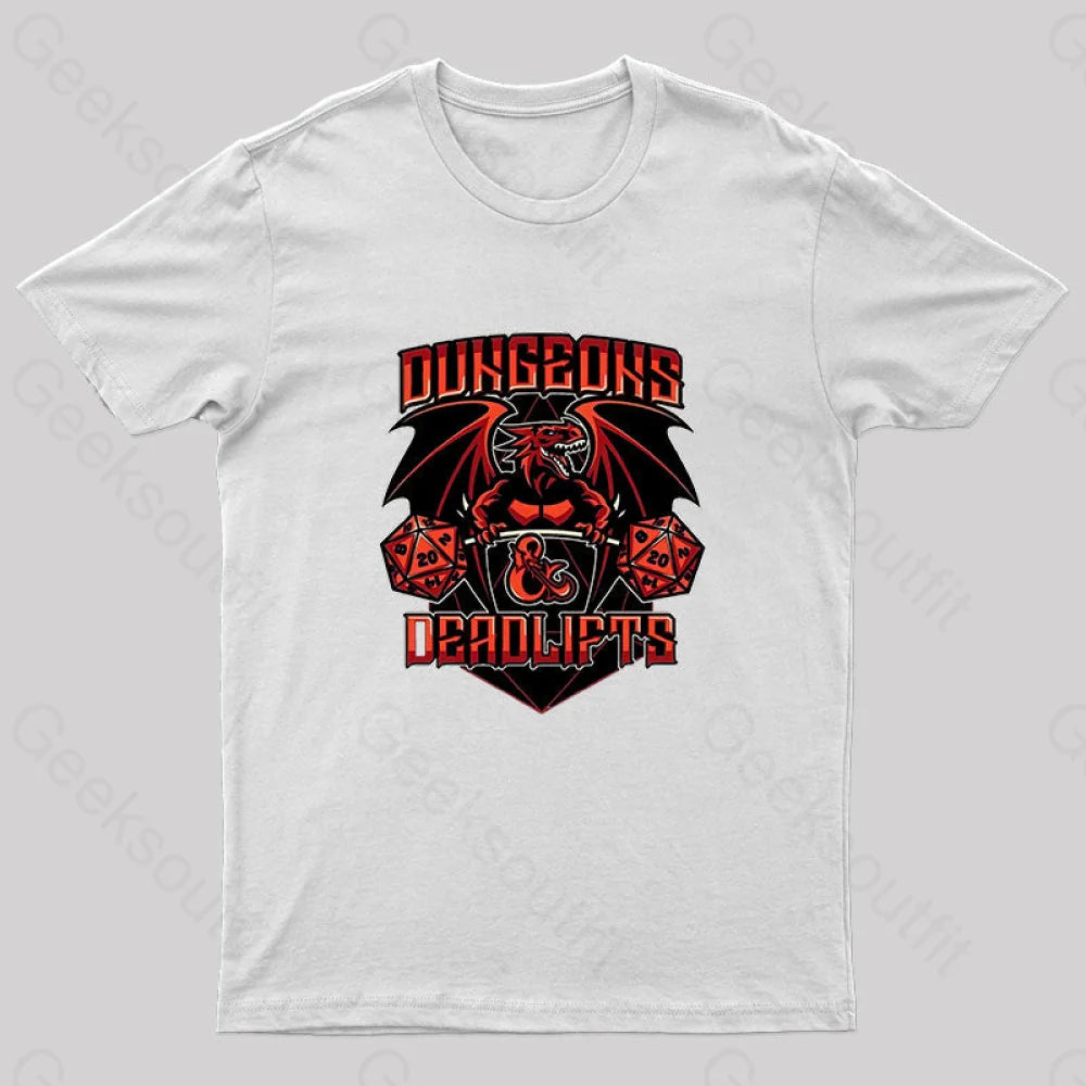 Dungeons And Deadlifts Nerd T-Shirt White / S