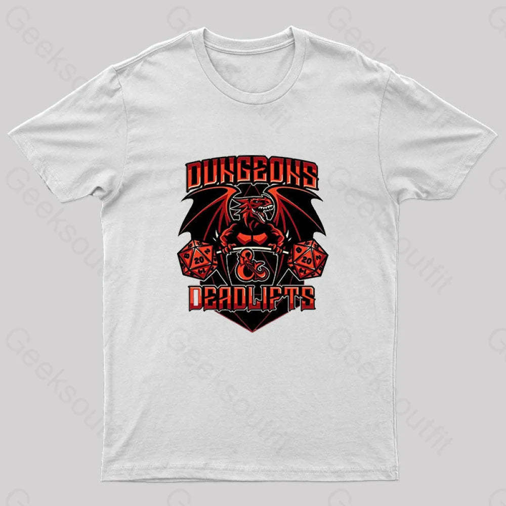 Dungeons And Deadlifts Nerd T-Shirt White / S