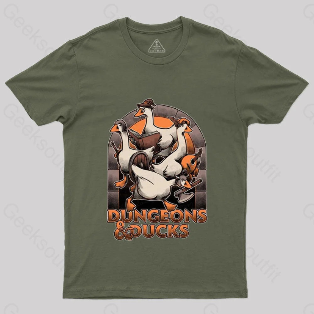Dungeons & Ducks Nerd T-Shirt Army Green / S