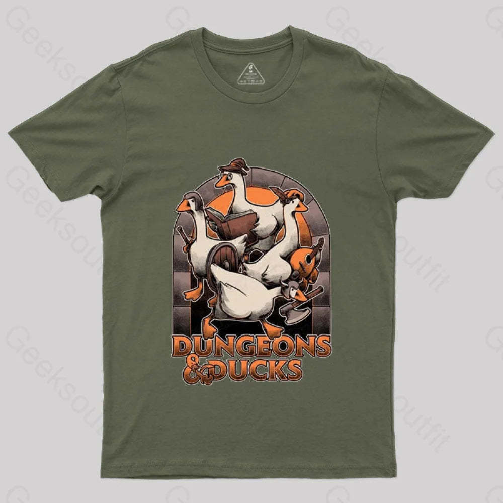 Dungeons & Ducks Nerd T-Shirt Army Green / S