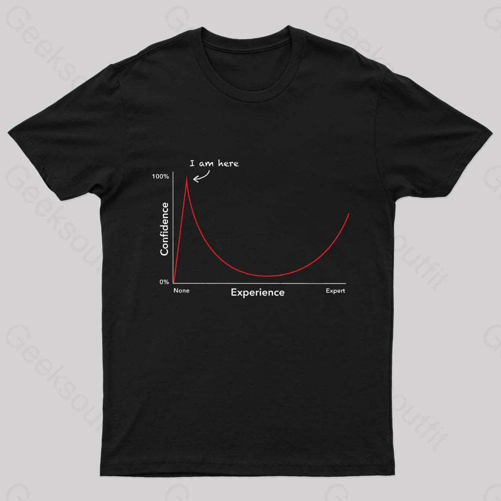 Dunning Kruger Effect Geek T-Shirt Black / S