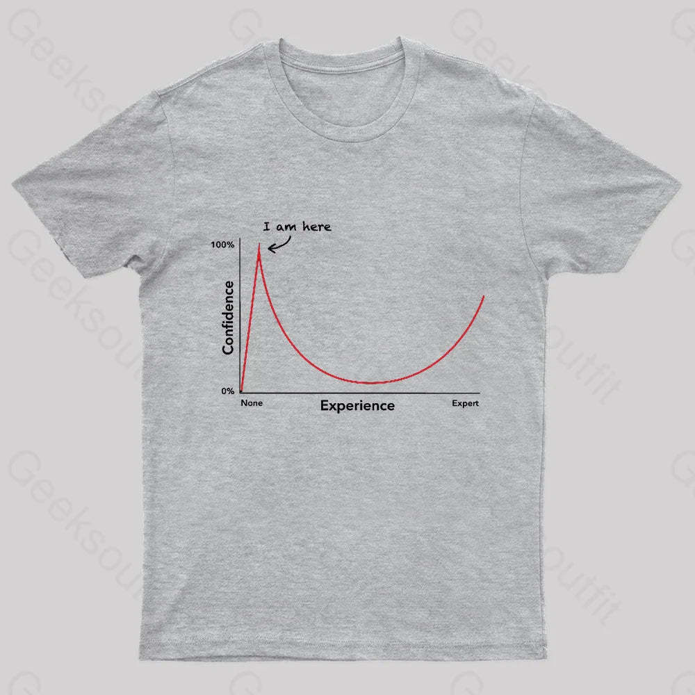 Dunning Kruger Effect Geek T-Shirt Grey / S