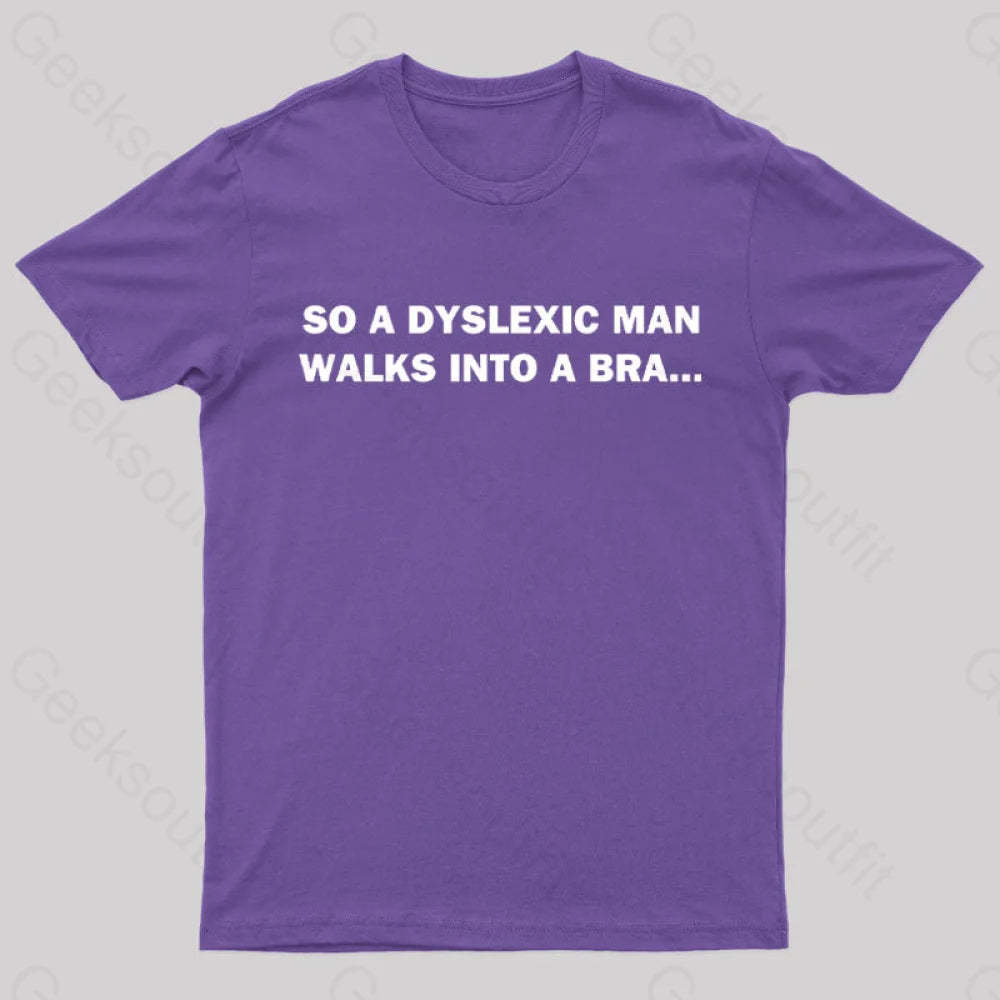 Dyslexic Man Geek T-Shirt Purple / S