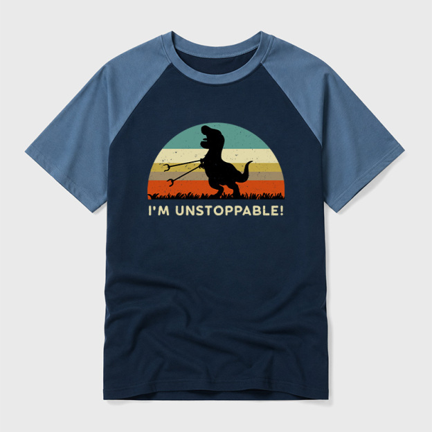 I'm Unstoppable T-Rex Geek Retro Raglan T-Shirt