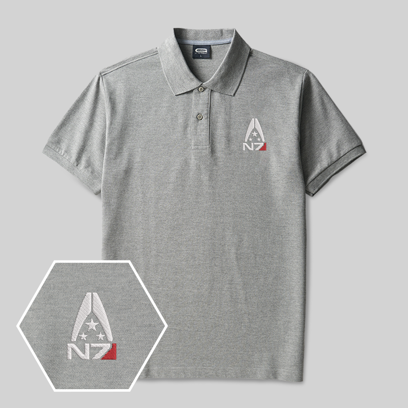 N7 Geek Embroidered Polo Shirts