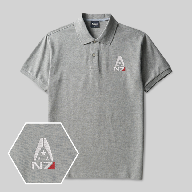N7 Geek Embroidered Polo Shirts