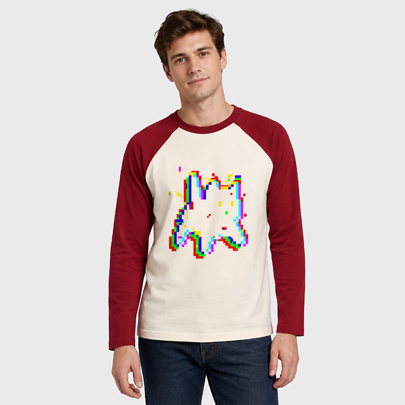 8 Glitch Geek Retro Raglan Long-Sleeve Tee