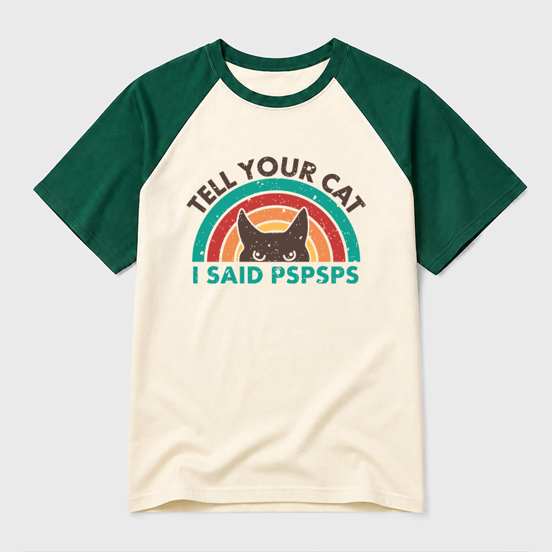 Tell Your Cat Top Retro Cat Rainbow Geek Retro Raglan T-Shirt