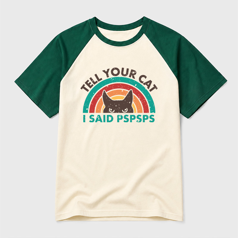 Tell Your Cat Top Retro Cat Rainbow Geek Retro Raglan T-Shirt