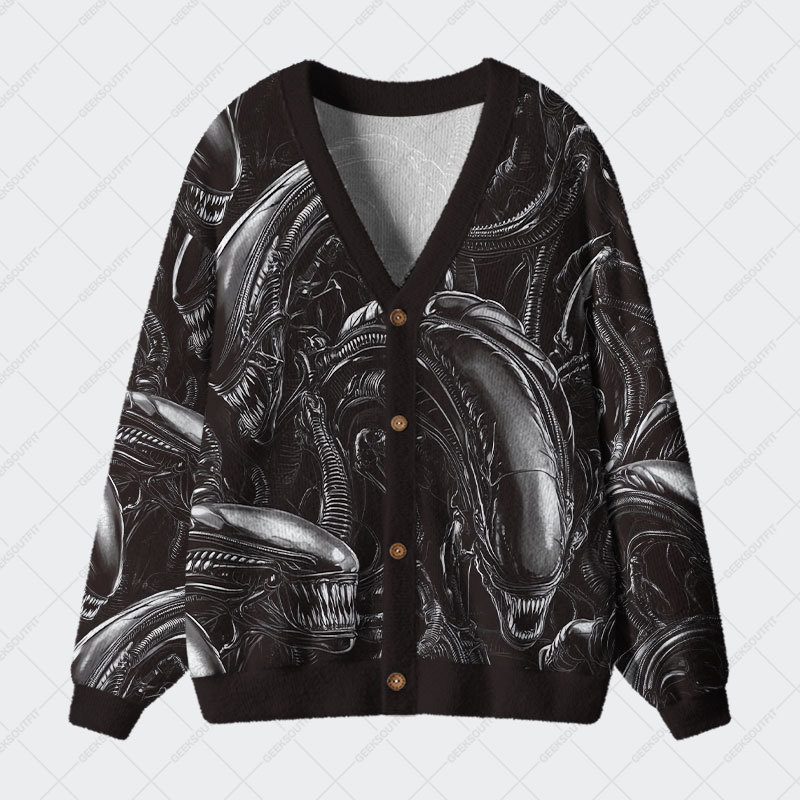 Geeksoutfit Alien Black Geek Ugly Cardigan Sweaters for Sale