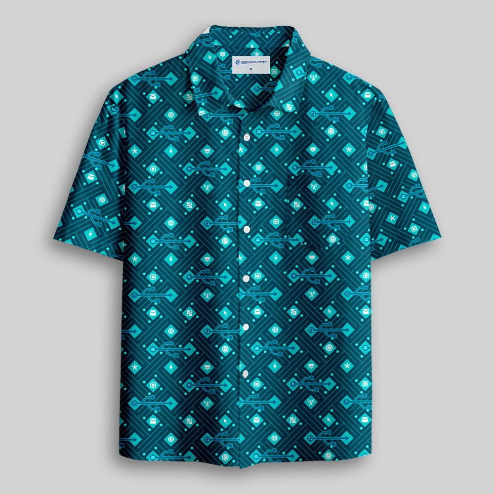 USB Interface Button Up Pocket Shirt