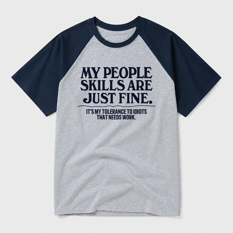 People Skills Fine Edition Geek Retro Raglan T-Shirt