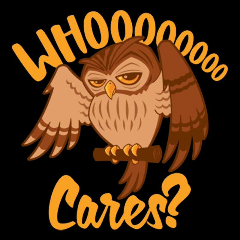Who Cares Cartoon Owl Geek T-Shirt