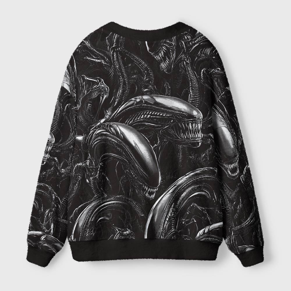 Alien Black Geek Ugly Cardigan Sweaters