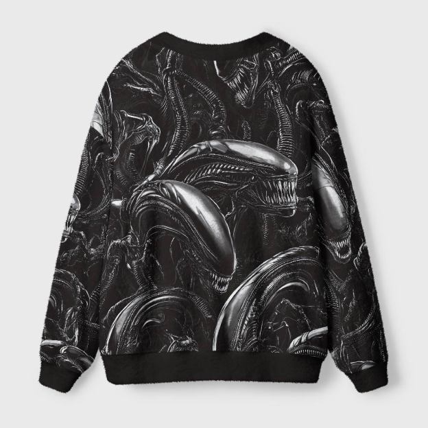 Alien Black Geek Ugly Cardigan Sweaters
