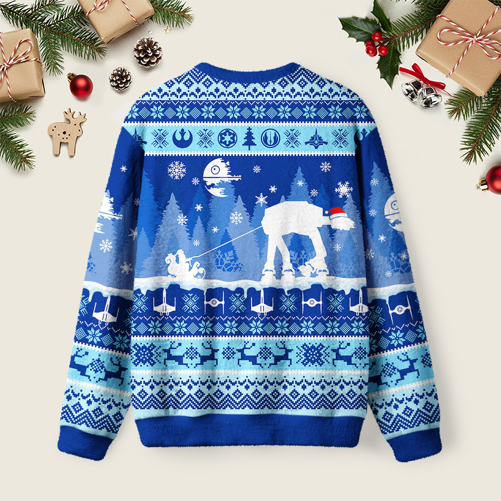 AT Snow Walker Christmas Ugly Christmas Fuzzy Fleece Sweatshirt