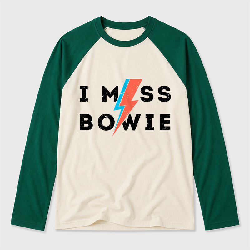 I Miss Bowie Geek Retro Raglan Long-Sleeve Tee