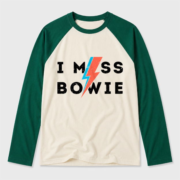 I Miss Bowie Geek Retro Raglan Long-Sleeve Tee