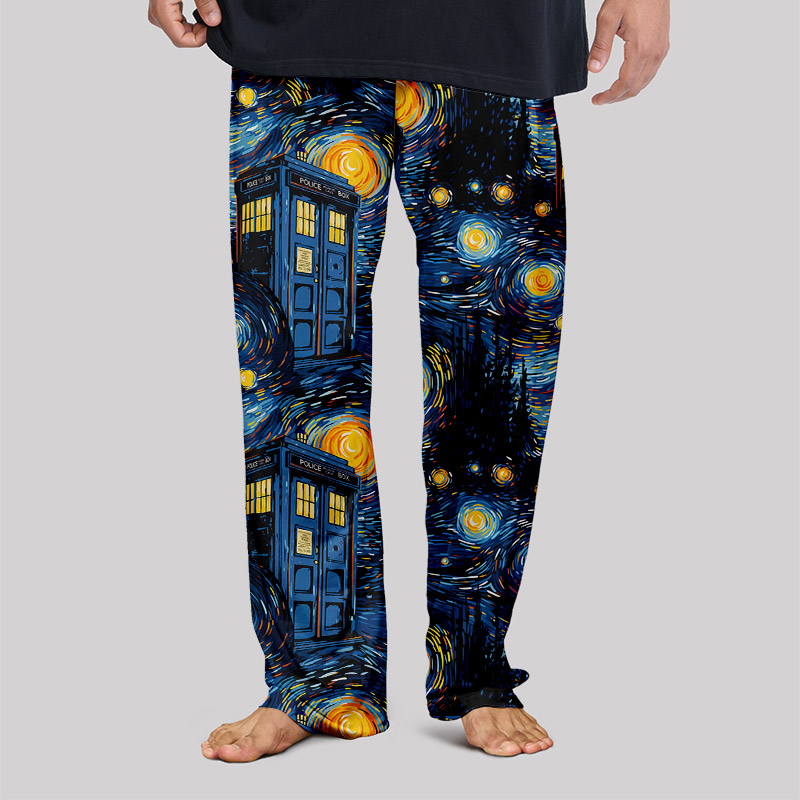Starry Night Phone Booth Geek Loungewear Pants