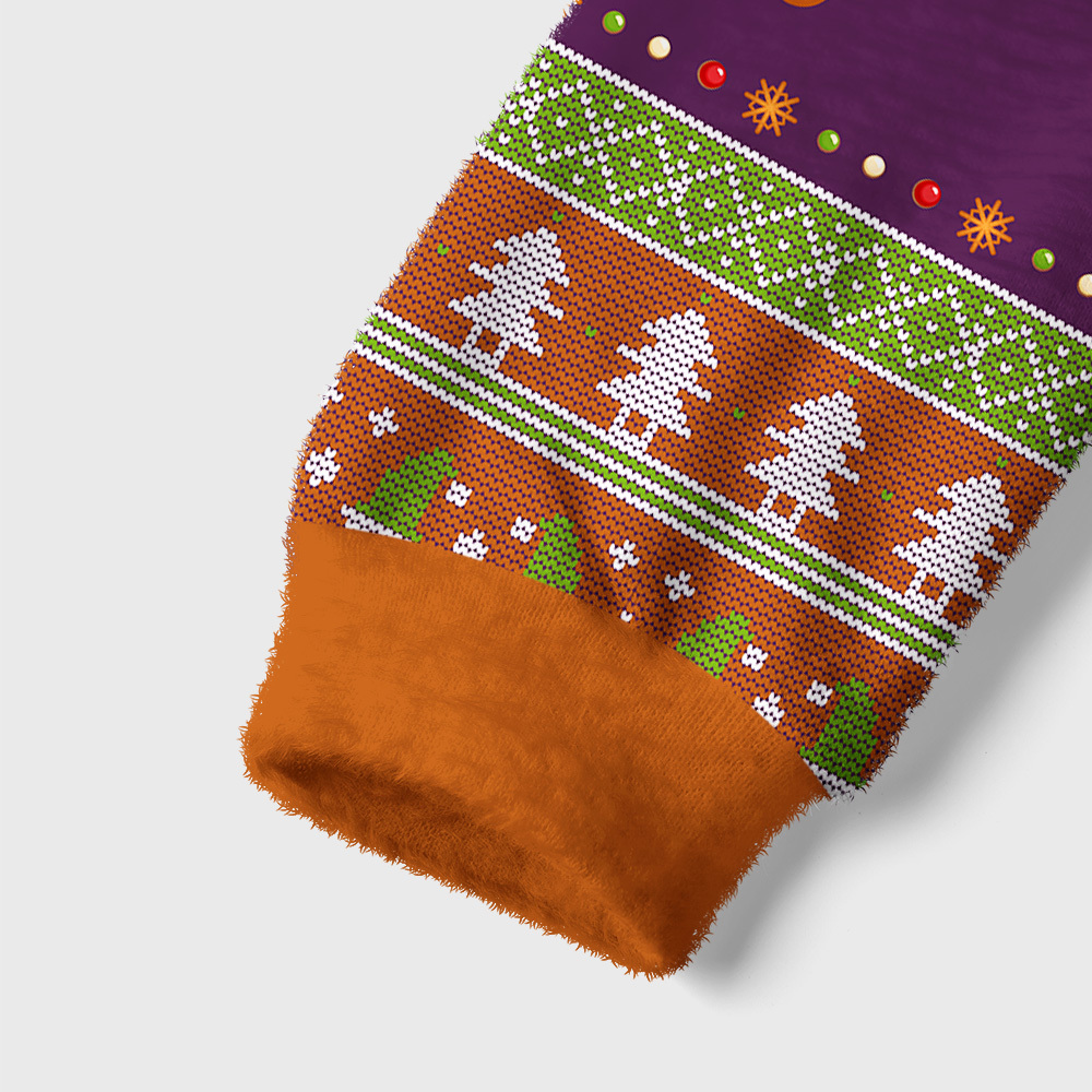 Gingerbread Dabbing Dance Christmas Purple Geek Women's Christmas Cropped Ugly Sweater