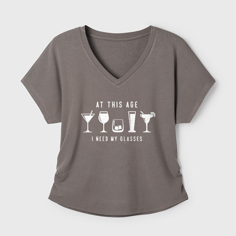 I Need My Glasses Geek Dolman Sleeve V-Neck Shirt
