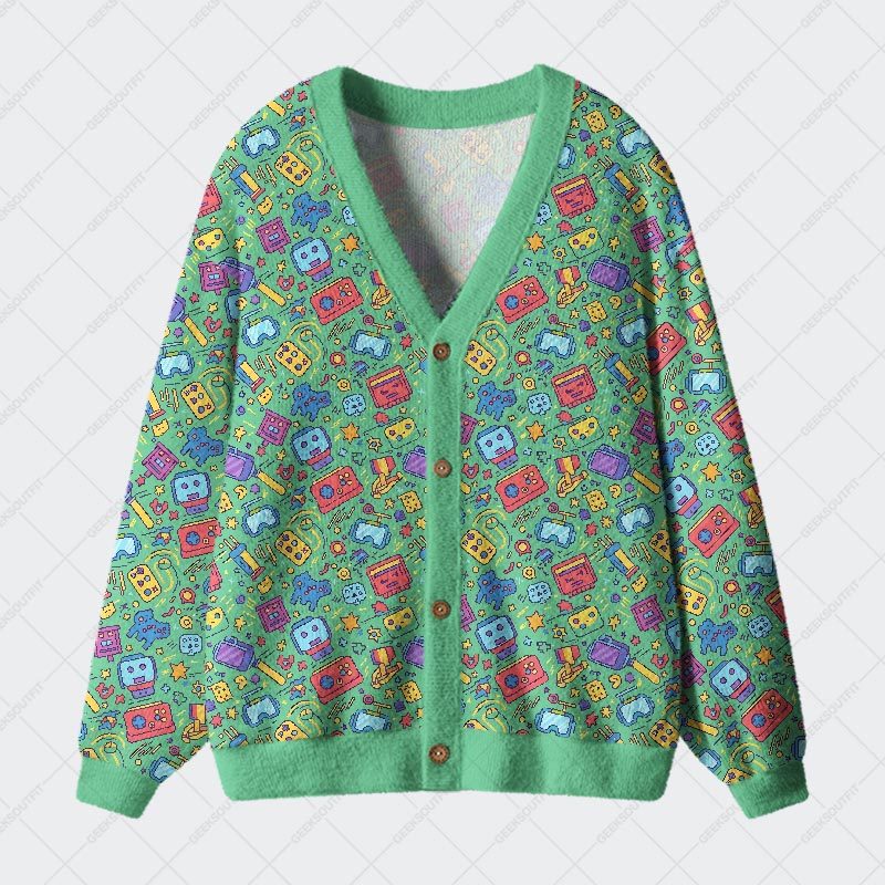 Geeksoutfit Retro Gaming Fiesta Geek Ugly Cardigan Sweaters for Sale