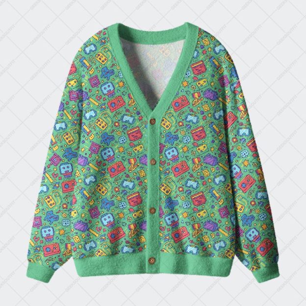 Retro Gaming Fiesta Geek Ugly Cardigan Sweaters 