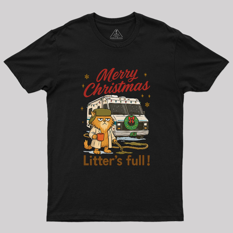 Merry Christmas Litter’s Full Funny Cat Geek T-Shirt