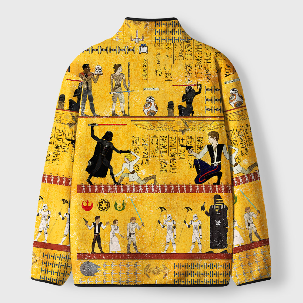 Dark Warrior Ancient Egypt Mural Geek Polar Fleece Full-Zip Jacket