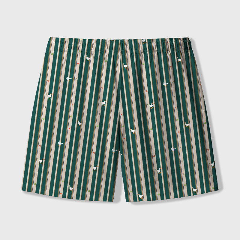 Striped Goose Green Geek Hawaiian Swim Trunks