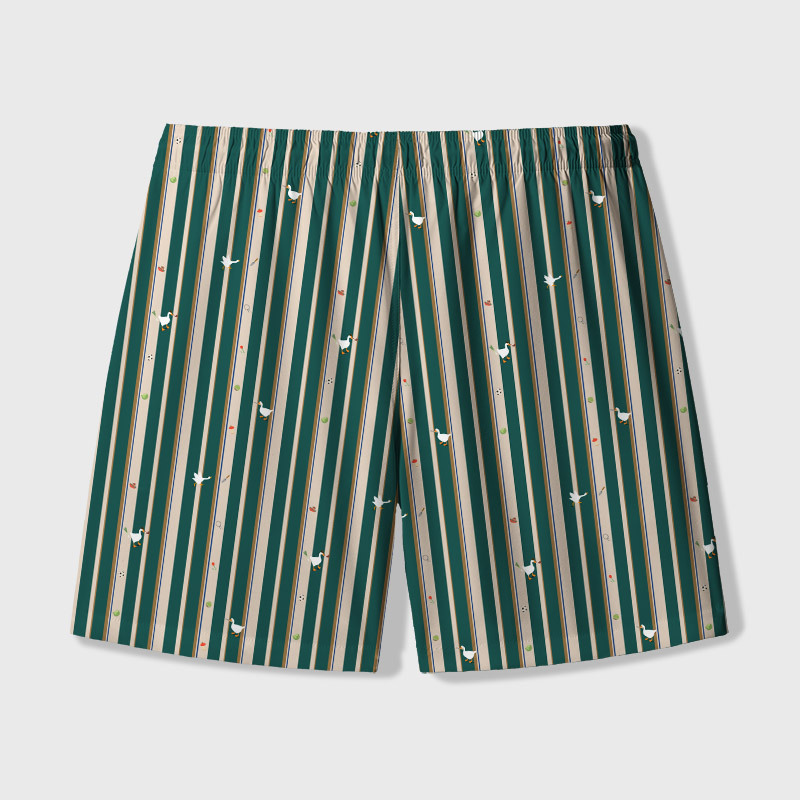 Striped Goose Green Geek Hawaiian Swim Trunks