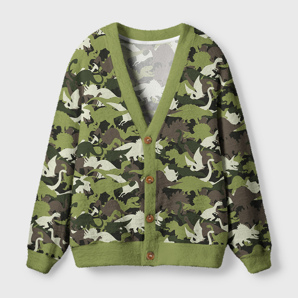 Camouflage Dinosaur Geek Ugly Cardigan Sweaters