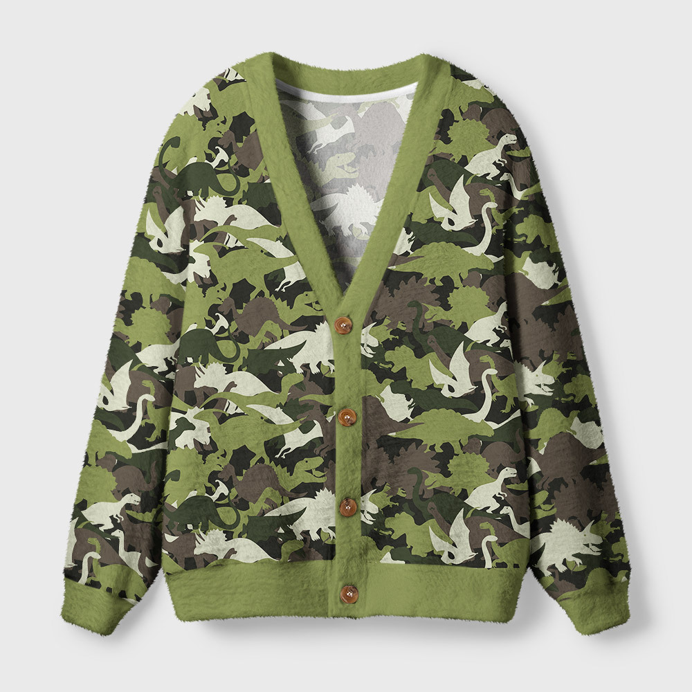 Geeksoutfit Camouflage Dinosaur Geek Ugly Cardigan Sweaters  for Sale