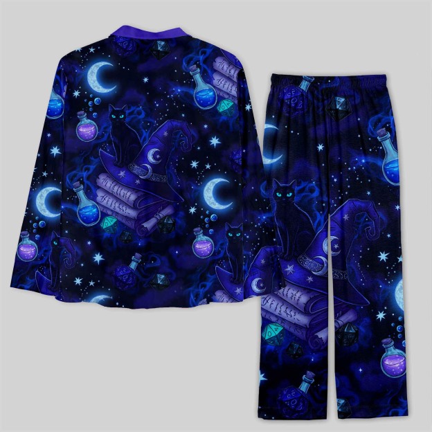Magic Cats and DND Night Print Geek Pajama Sets