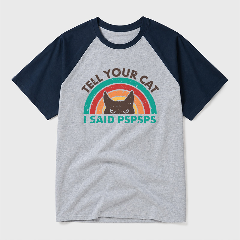 Tell Your Cat Top Retro Cat Rainbow Geek Retro Raglan T-Shirt