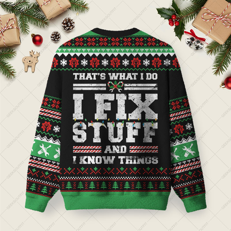 I Fix Stuff Christmas Fuzzy Fleece Sweatshirt
