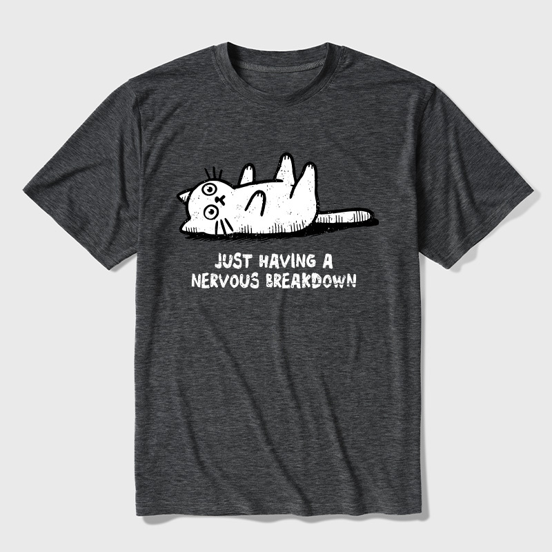 Nervous Breakdown Cat Ultra Soft Heather Tee