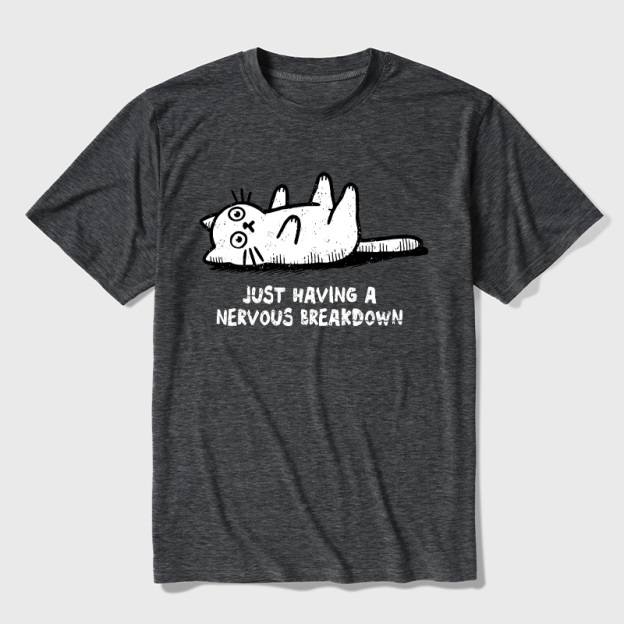 Nervous Breakdown Cat Ultra Soft Heather Tee